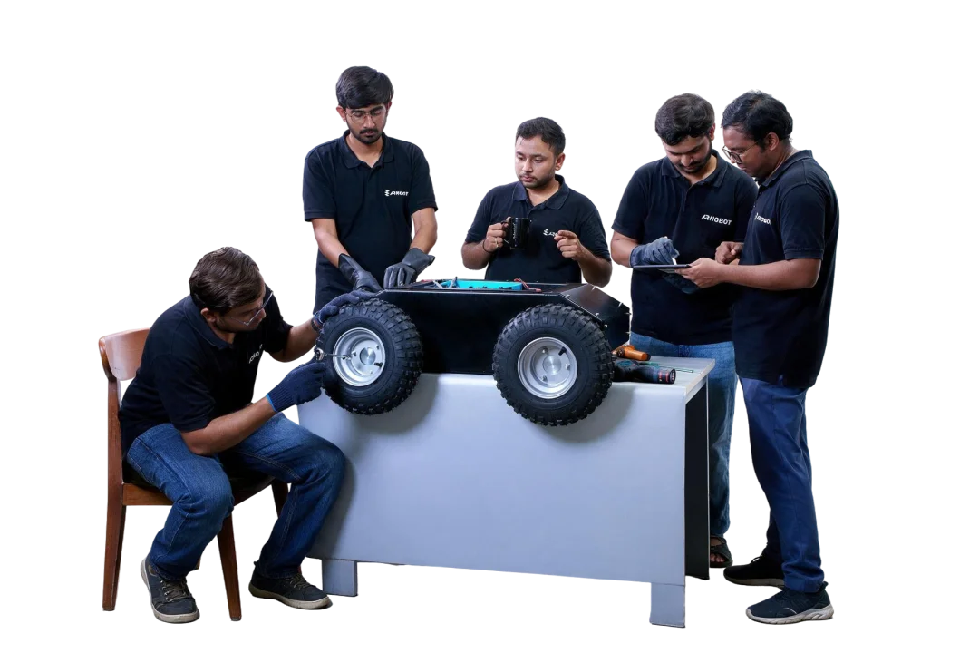 The ARNOBOT team assembling a SAIBYA unmanned ground vehicle